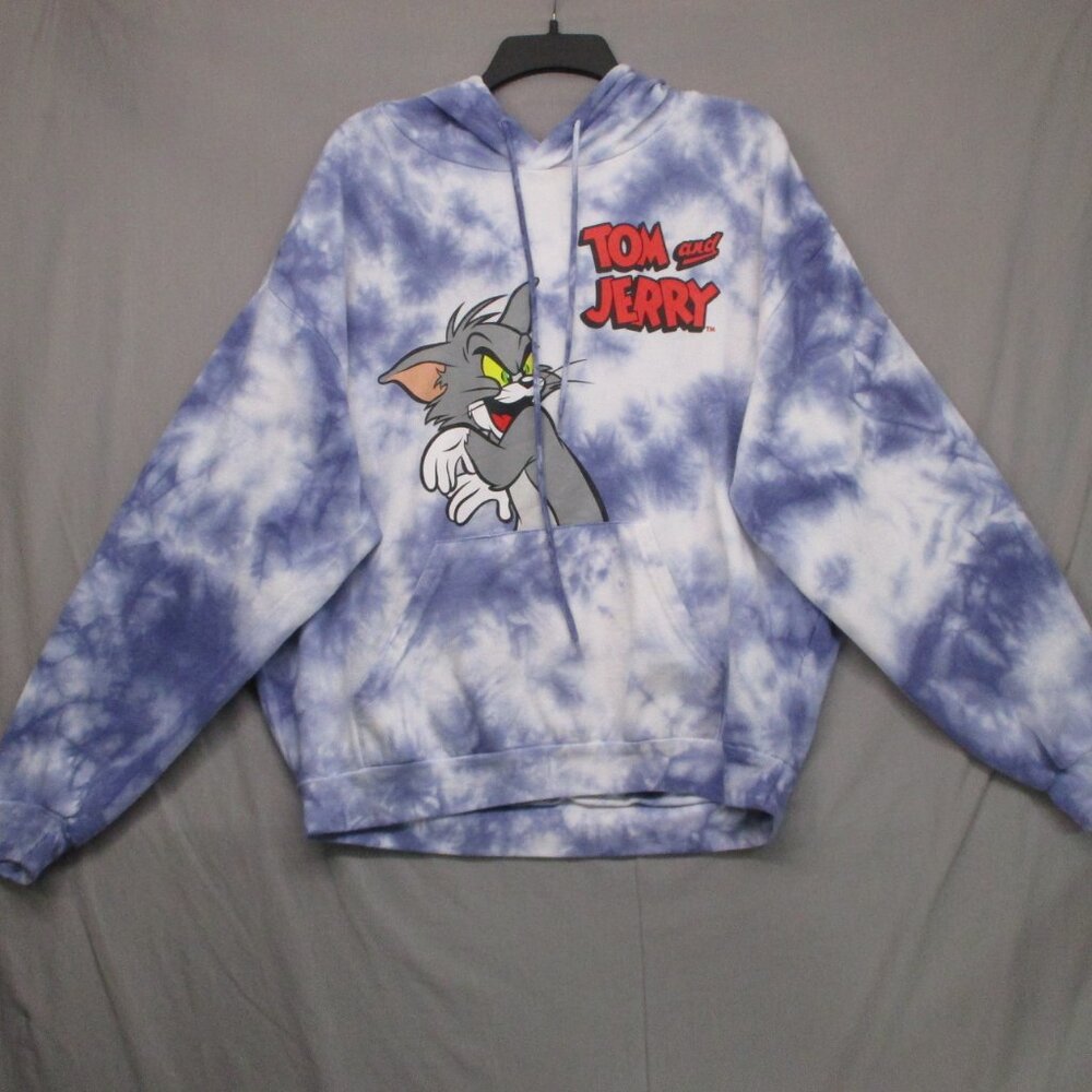 Tom And Jerry Hoodie Character Graphic Front & Back Tie Dye Purple Women‎ Size L